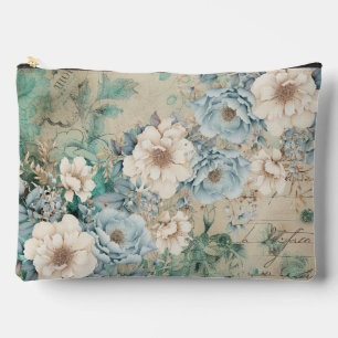 Shabby Chic Turquoise Pastel Sac à maquillage Flor