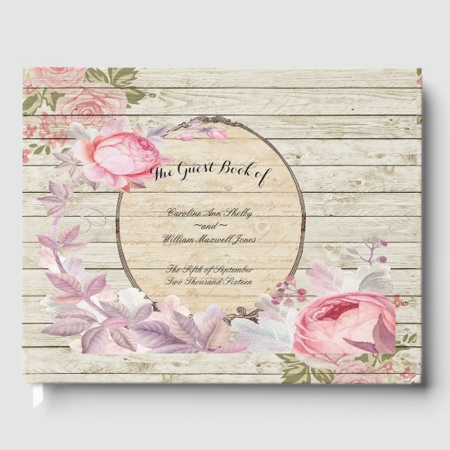 Shabby Chic Victorian Flower Mariage Livre d'invit (Recto)