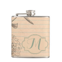 Shabby Chic Vieux Papier Vieux Monogramme Flacon W