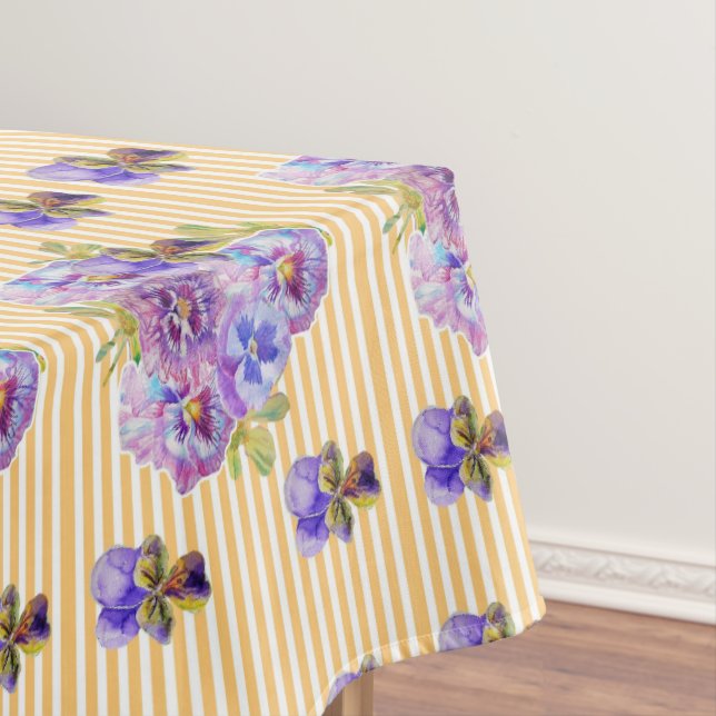 Shabby Chic Yellow Stripe Pansy Floral Nappe (In Situ)