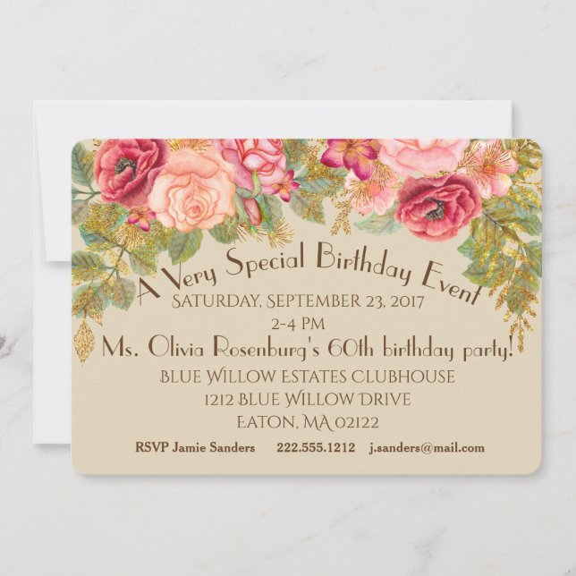Shabby Roses Fancy Event Invitations (Devant)