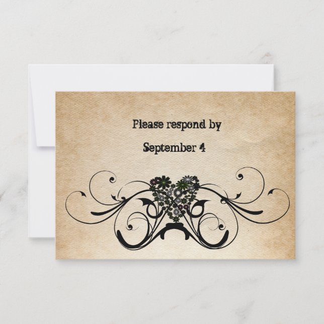 Shabby Rustic RSVP avec enveloppes. (Devant)