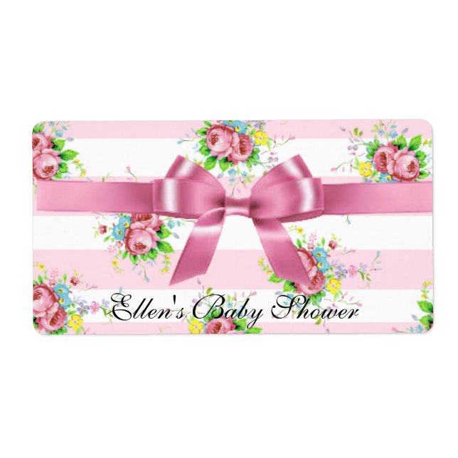 Shabby Vintage rose floral Étiquette bouteille d'e (Devant)