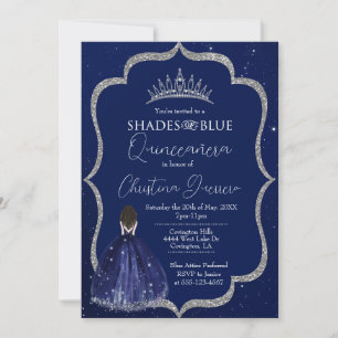Shades de Blue Quinceañera Invitation d'anniversai