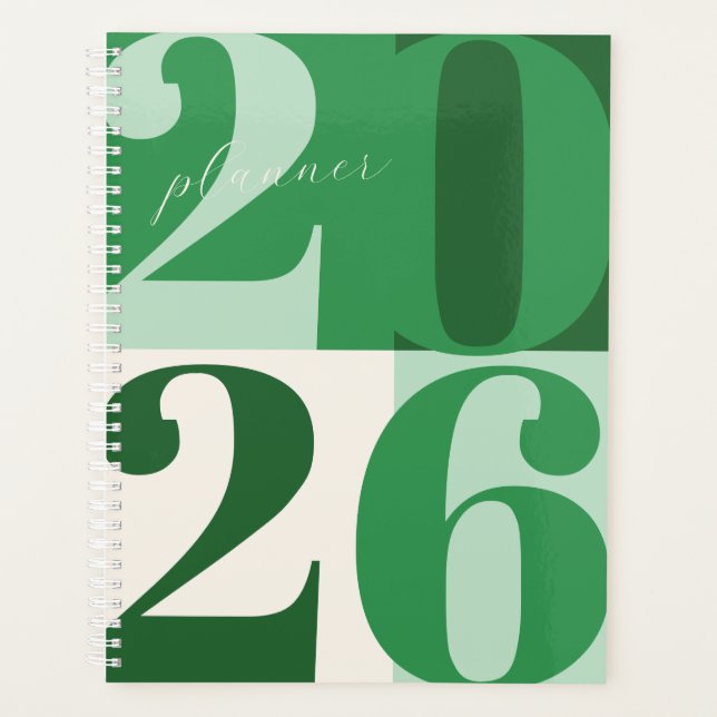 Shades of Green Bold Year Color Block Planner (Devant)