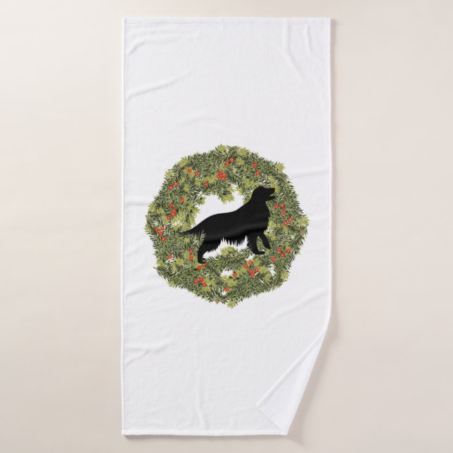 Shadow Silhouette Golden Retriever Dog in the Wrea (Serviette de bain)