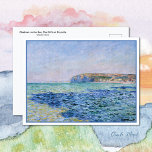 Shadows Sea Cliffs Pourville Claude Monet Carte po<br><div class="desc">Carte postale d'art avec une peinture impressionniste de Claude Monet,  Ombres sur la mer - Les falaises à Pourville,  (1882). Un paysage marin brillant d'eau bleu marine et un ciel lumineux avec des falaises dans l'arrière - plan.</div>