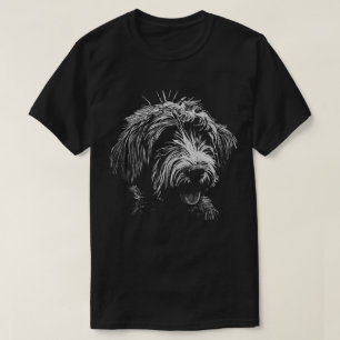 Shaggy Chien noir et blanc Scratchboard T-shirt