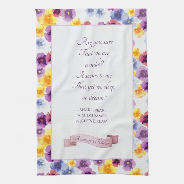 Shakespeare Jouer Aquarelle Pansy Serviettes de cu (Vertical)