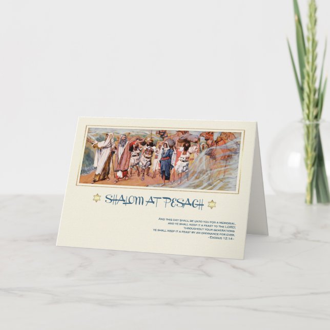 Shalom à Pesach. Carte de voeux Pessin d'Art (Devant)