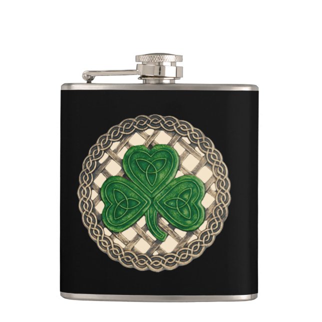 Shamrock Beige Sur Flacon De Noeuds Celtiques (Devant)