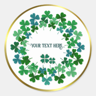 Shamrock Circle Custom Text Classic Round Sticker