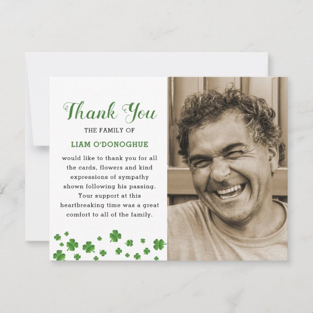 Shamrock Clover | Merci de photos funéraires irlan (Devant)