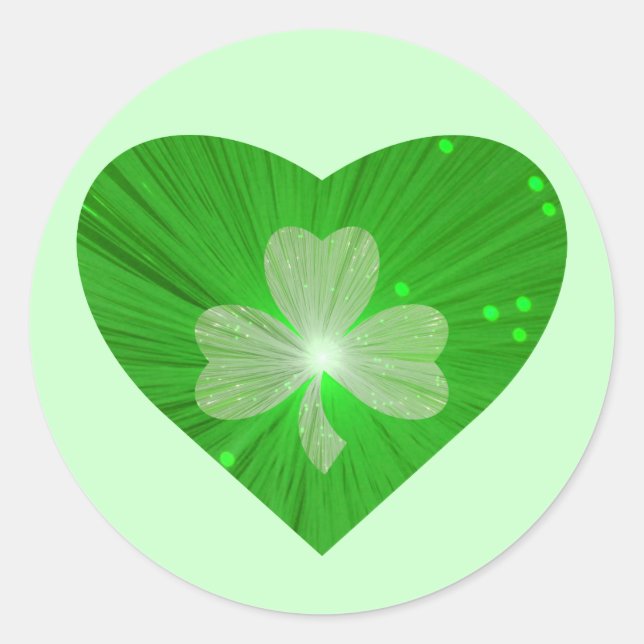 Shamrock Coeur autocollant rond vert (Devant)