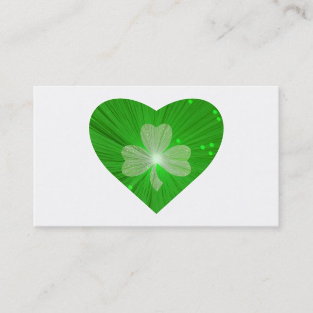Shamrock Coeur carte de visite blanc (Devant)