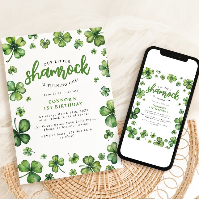 Shamrock d'aquarelle Invitation de fête d'annivers (Créateur téléchargé)