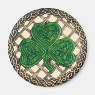 Shamrock Et Noeuds Celtiques Aimant Beige
