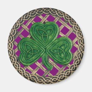 Shamrock Et Noeuds Celtiques Aimant Violet