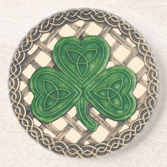 Shamrock Et Noeuds Celtiques Dessous de verre Beig (Devant)