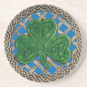 Shamrock Et Noeuds Celtiques Dessous de verre Bleu