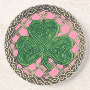 Shamrock Et Noeuds Celtiques Dessous de verre Rose
