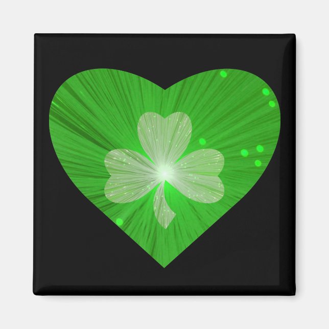 Shamrock Heart frigo aimant noir (Devant)