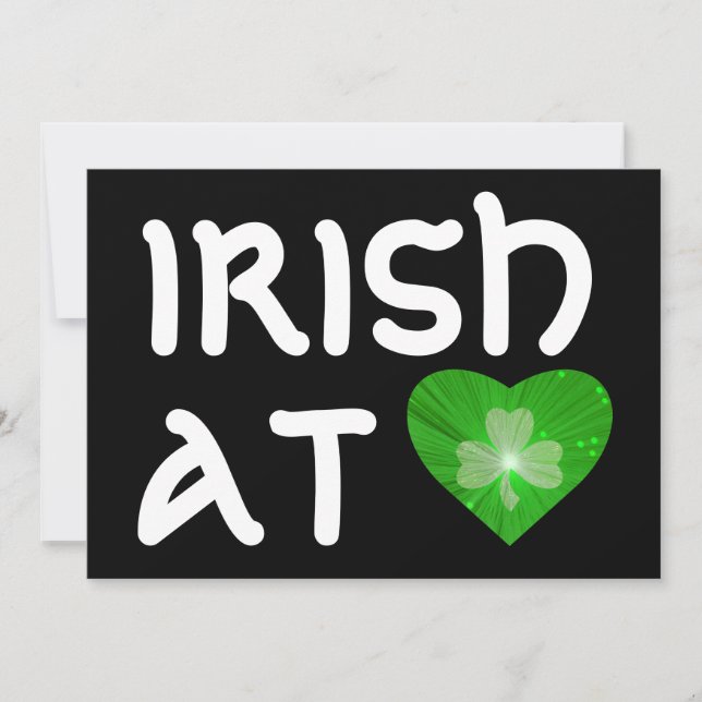 Shamrock Heart 'Irish at Heart' invitation noir (Devant)