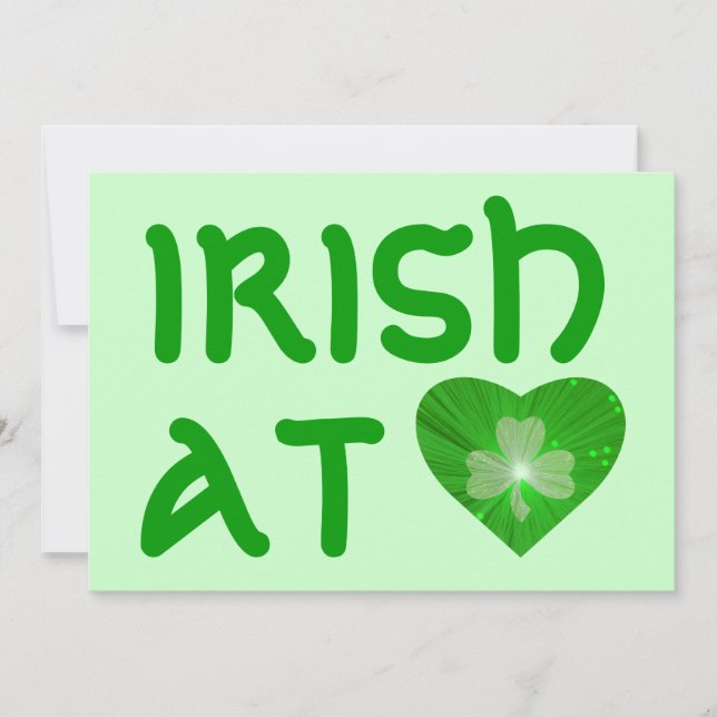 Shamrock Heart 'Irish at Heart' invitation verte (Devant)