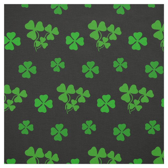 Shamrock irlandais, noir, tissu de trèfle vert imp (Échantillon)