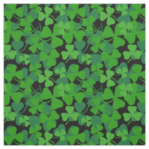 Shamrock irlandais, noir, tissu de trèfle vert imp