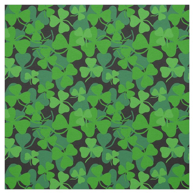 Shamrock irlandais, noir, tissu de trèfle vert imp (Échantillon)