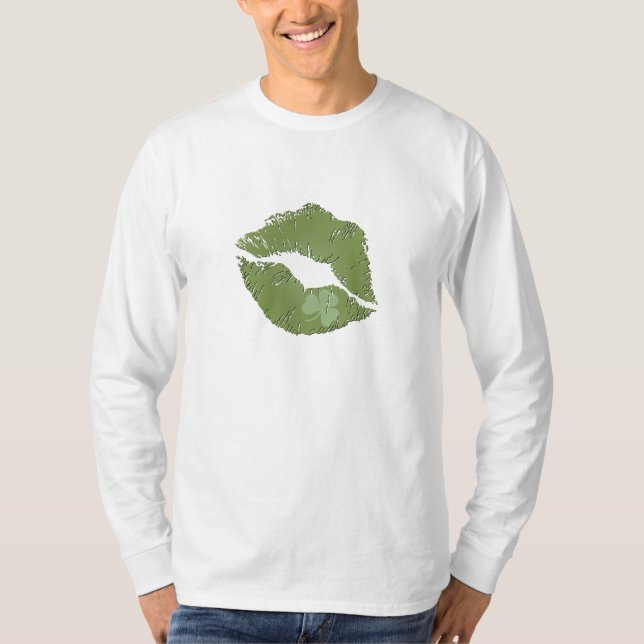 Shamrock Lips - Kiss Me Je suis T-shirt irlandais (Devant)