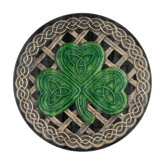 Shamrock noir sur la planche à découper des noeuds (Devant)