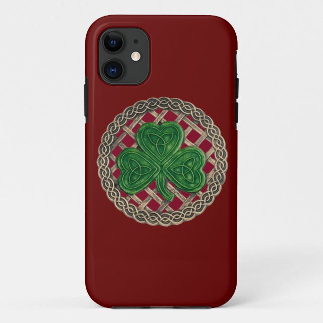 Shamrock rouge et noeuds celtiques iPhone 5G Coque (Dos)
