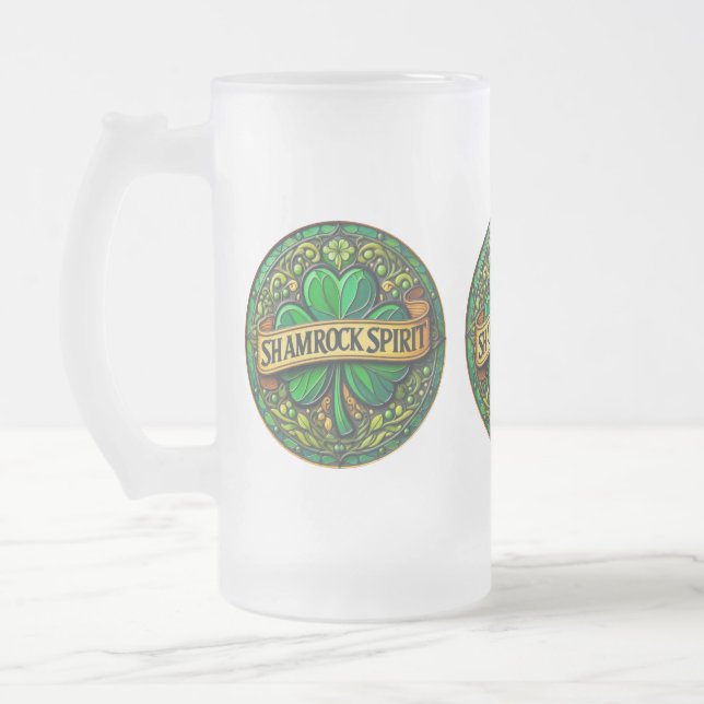 Shamrock Spirit Frosted Beer Mug (Gauche)