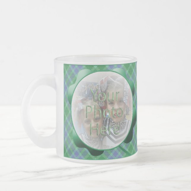 Shamrock Tartan Vert Plaid Customisé Photo Mug (Gauche)