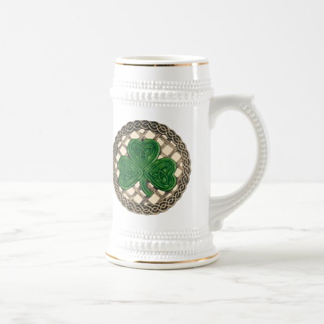 Shamrock, treillis Et Noeuds Celtiques Sur Mug Bei (Droite)