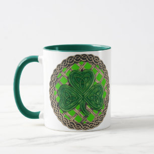 Shamrock, treillis Et Noeuds Celtiques Sur Mug Ver