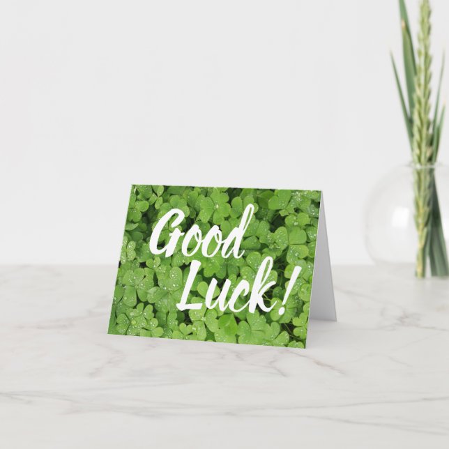 Shamrock vert Bonne chance carte de voeux (Devant)