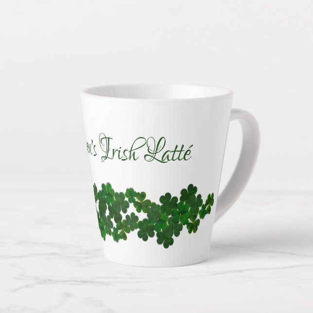 Shamrock vert Latté Mug irlandais personnalisé (Angle droit)