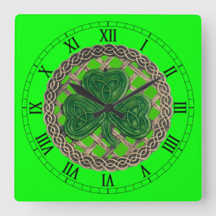 Shamrock vert & noeuds celtiques Horloge numérique