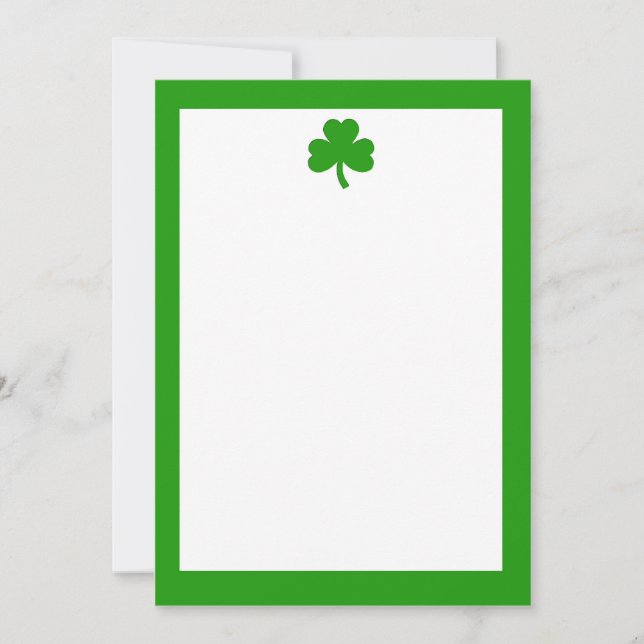 Shamrock vert simple et invitation à la frontière (Devant)