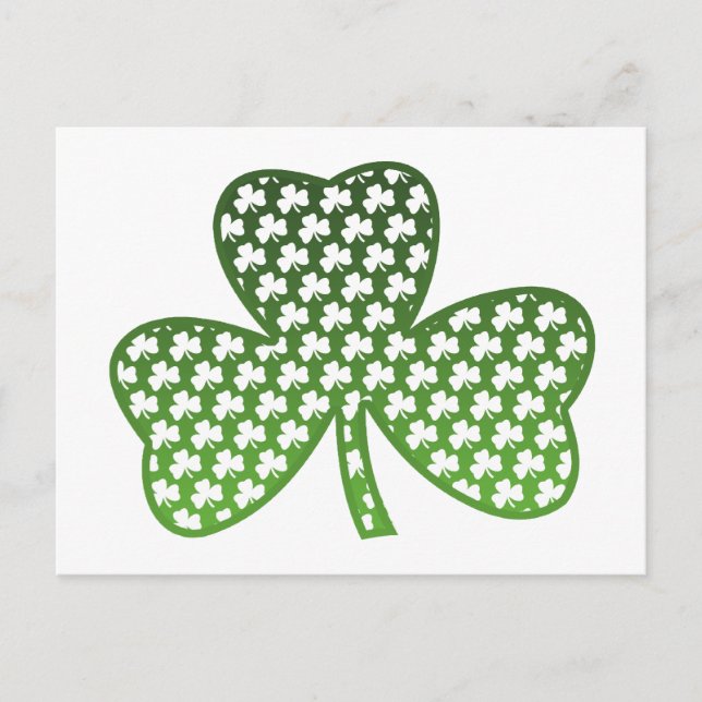 Shamrocks blancs en Shamrock vert carte postale (Devant)