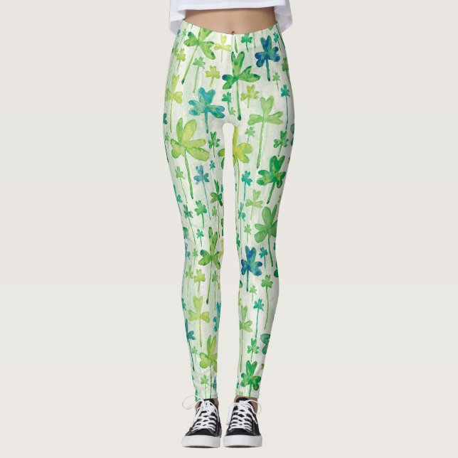 Shamrocks St. Patrick's Day Light Green Leggings (Devant)