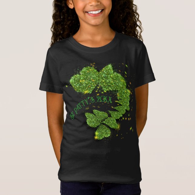 Shamrocks verts | Coeurs étincelants T-shirt (Devant)