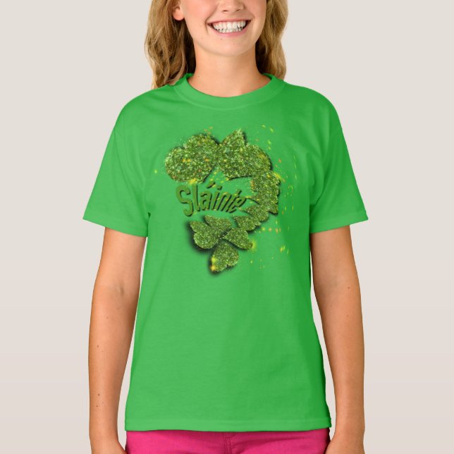 Shamrocks verts | coeurs Shainte T-Shirt (Devant)