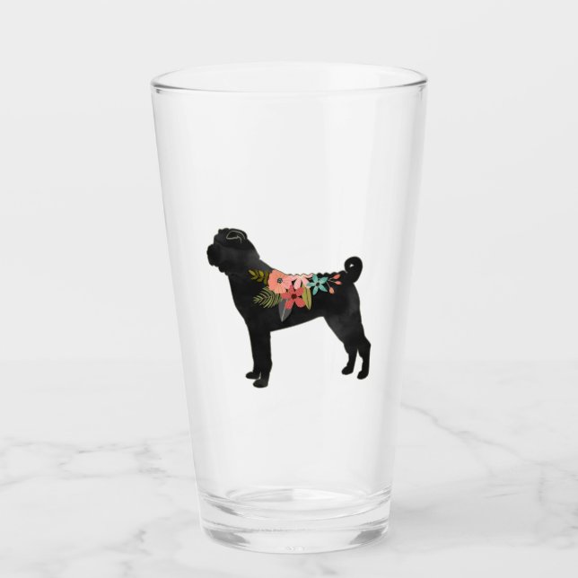 Shar Pei Chien race Boho Floral Silhouette Verre (Devant)