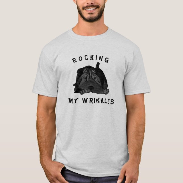 Shar Pei Chien "Rocking My Wrinkles" T-shirt homme (Devant)