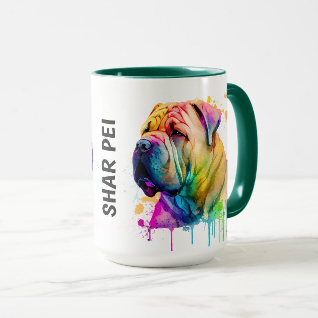 Shar Pei Coloré Mug Personnalisé (Devant droit)