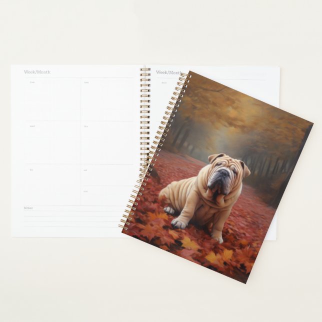 Shar Pei dans l'automne Feuilles automne Inspire (Devant avec enveloppe)